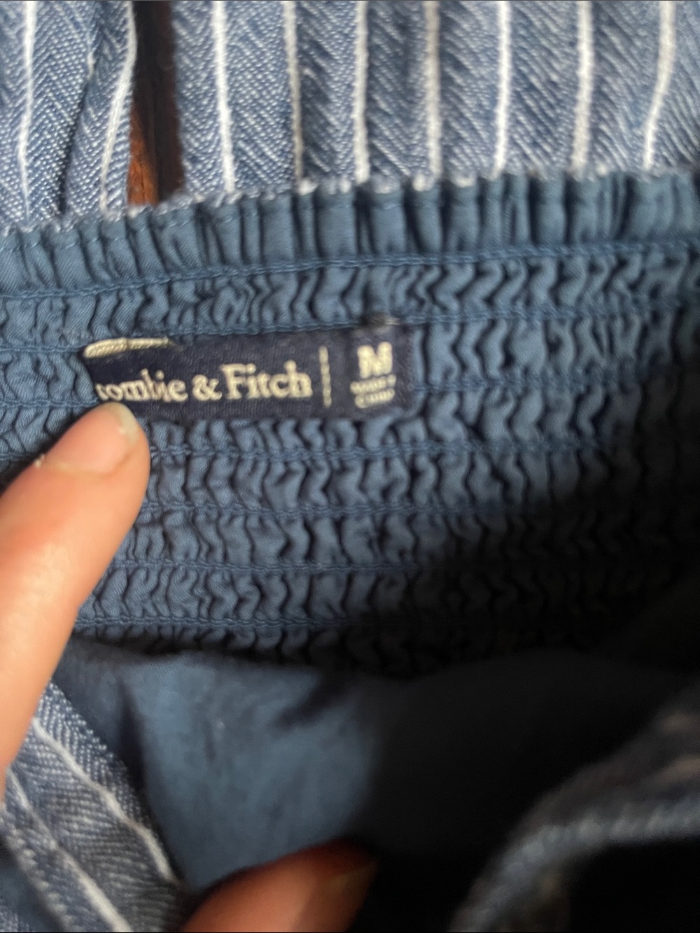 Abercrombie & Fitch Navy Striped Bow-Front Cutout Jumpsuit - Picture 3 of 4